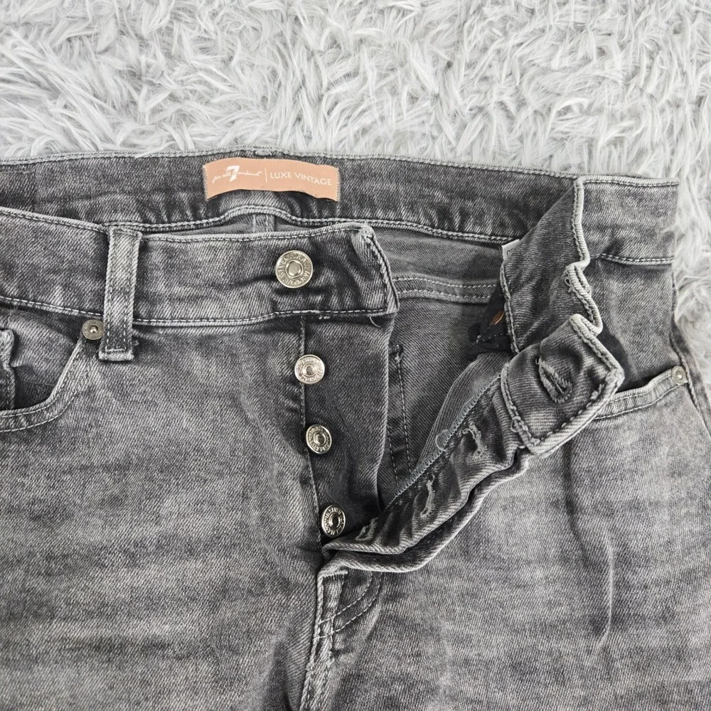 7 For All‎ Mankind Luxe Vintage Jeans Mens 30 Black Excellent Button Fly Raw Hem